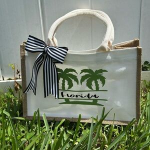 Canvas Tote Bag with Palm Tree Design Florida